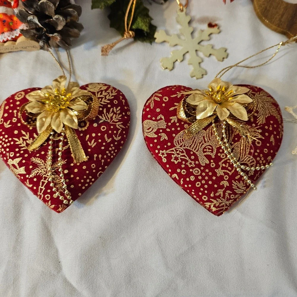 Vintage Christmas Ornament Lot Mixed Retro Santa Snowman Hearts 30pc Set